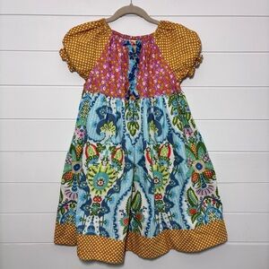 Emmi Lee Designs Hand made Bold Floral Dress Polka Dot Peasant Style Size 10-14‎